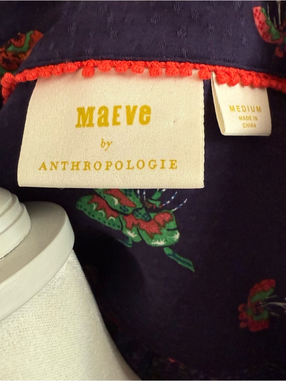 Anthropologie Maeve Navy Butterfly Print Button-down Peplum Blouse - Picture 8 of 9